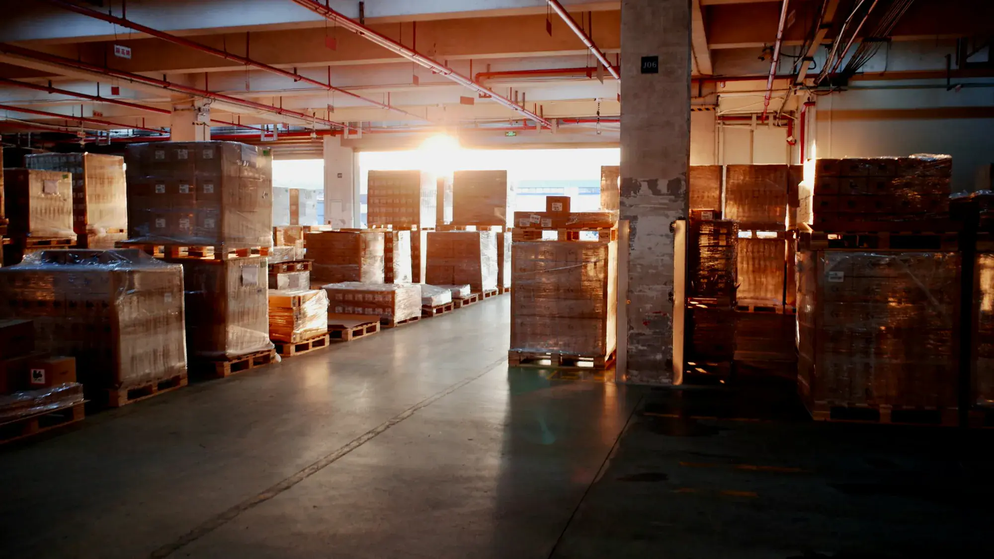 Pallets of goods in a warehouse